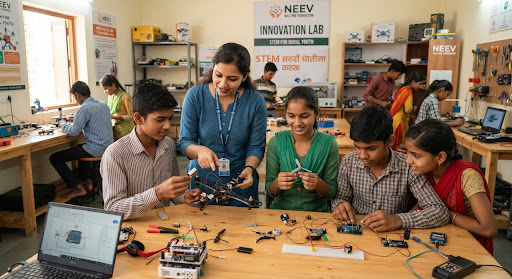 Students learning robotics and innovation