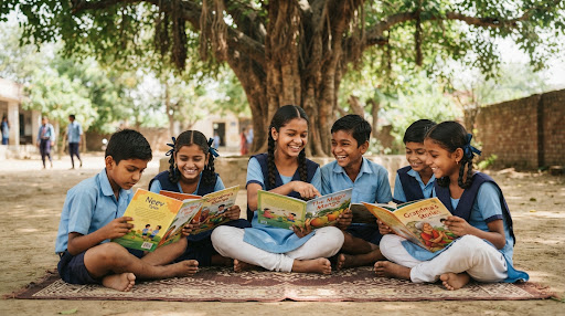 Children learning in grassroots classroom