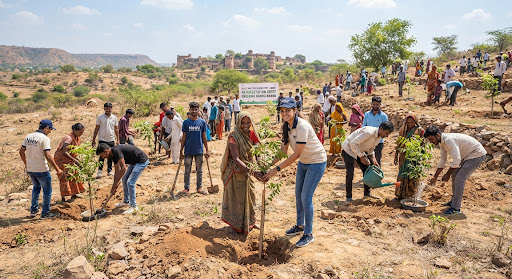 Tree planting drive in rural community